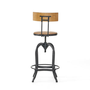 English Elm Adjustable Swivel Barstool Distressed Firwood Seat Industrial Kitchen Counter Height 57835.00FIR