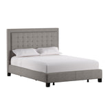 Homelegance By Top-Line Sinead Square Button-Tufted Upholstered Bed Grey Linen