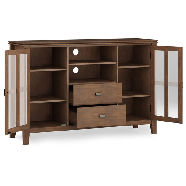 English Elm Artisan Tall Tv Media Stand - Rustic Natural Wood Storage Unit For Up To 60" Tvs, Stylish Design B136P158410