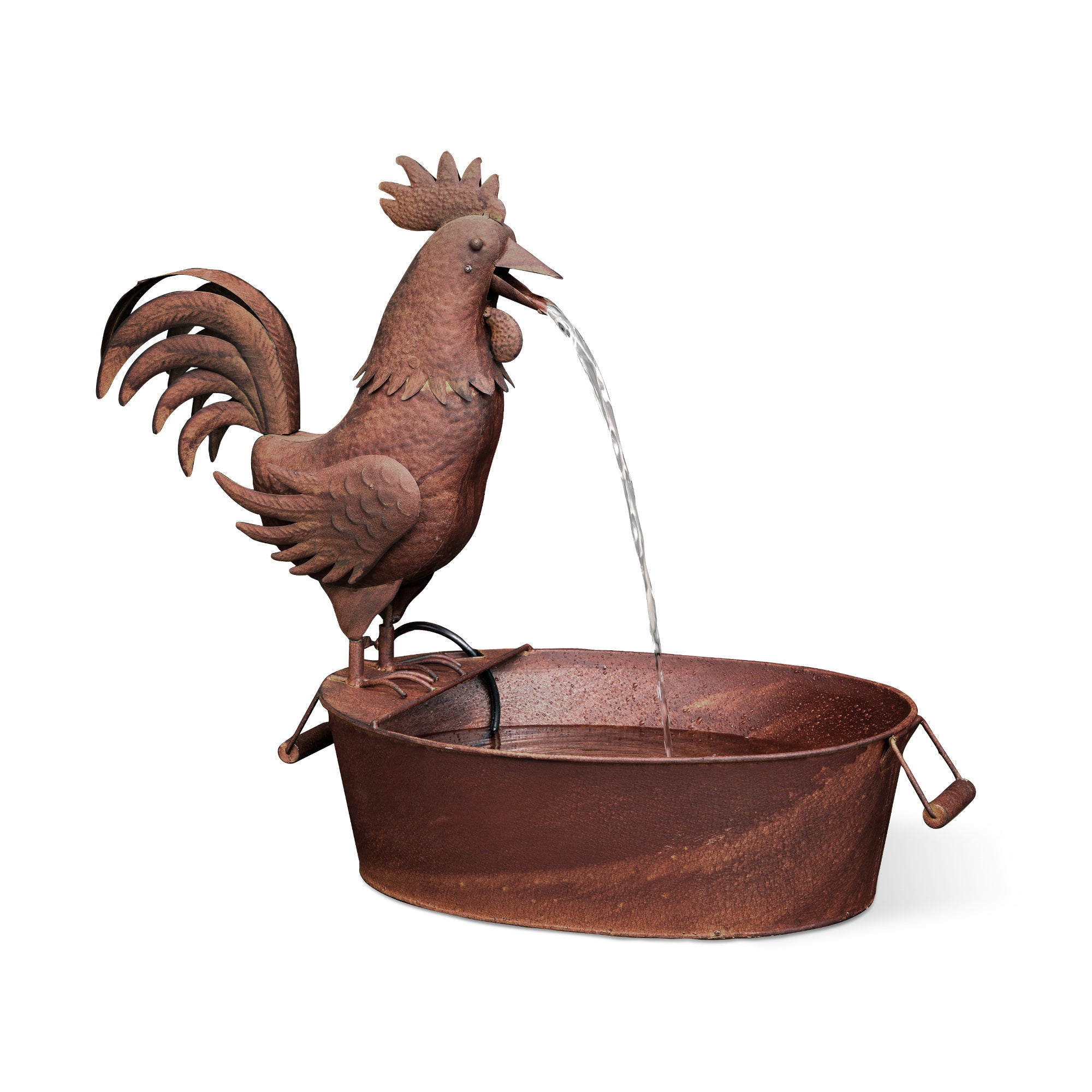 Folk Art Fountain - Whimsical Rustic Metal Water Feature for Garden an