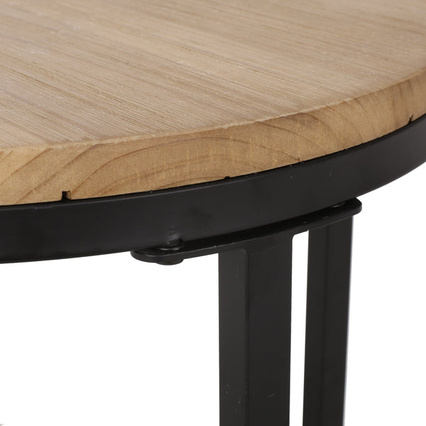 English Elm Christopher Knight Home® - COFFEE Modern Industrial Nesting Table Set — Wire‑Brushed Firwood Tops with Sturdy Iron Frame Durable Style Black 67141.00ANTBLK