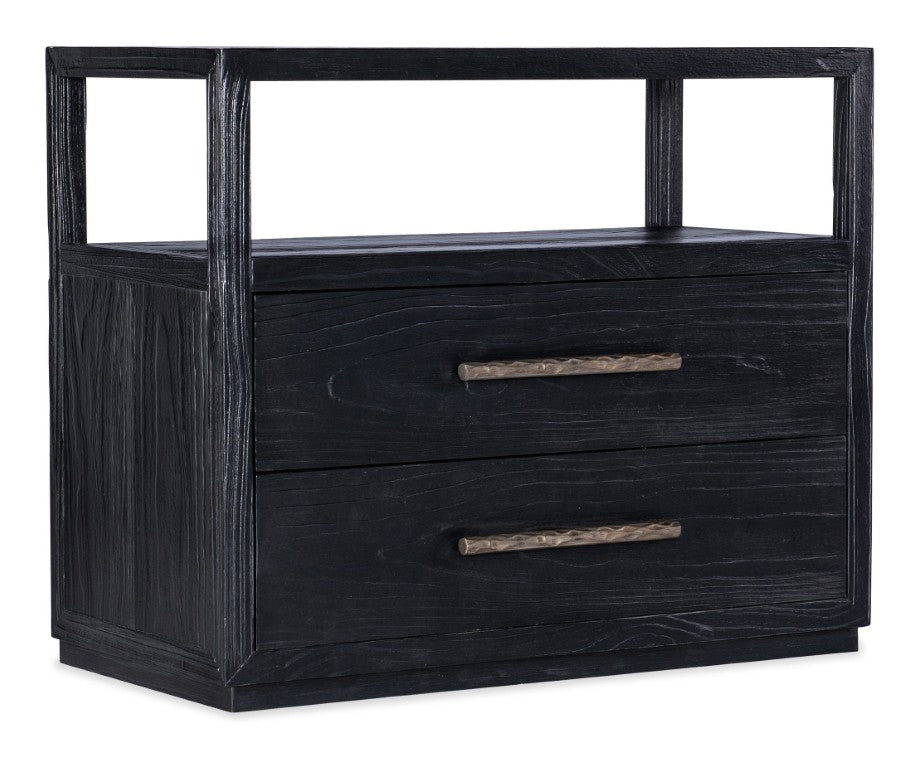 Hooker Furniture Linville Shou Sugi Ban Two-Drawer Nightstand With Usb Ports, Cord Management & Antique Pewter Pulls (38"W) 6150-90016-99