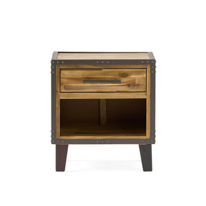 English Elm Christopher Knight Home® - BRIGHTON Acacia Wood Nightstand with Drawer & Open Shelf, Industrial Iron Frame, Natural Finish - Compact 20"x15" Accent Table for Bedroom Storage and Style 54716.00