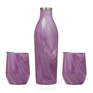 Lenox Cambridge Pink Geode Wine Growler & Tumbler 3-Piece Set NO COLOR METAL E9193PCBWFDS