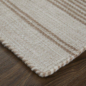 Feizy Rugs Duprine Eco-friendly Hand-woven Indoor Rug - Stylish Nautical Design With Classic Pin Stripes Ivory,Taupe Pet,Polyester 7220560fmsh000c00