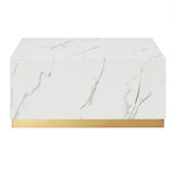 Homelegance By Top-Line Blaise Faux Marble Coffee Table with Casters White Marble