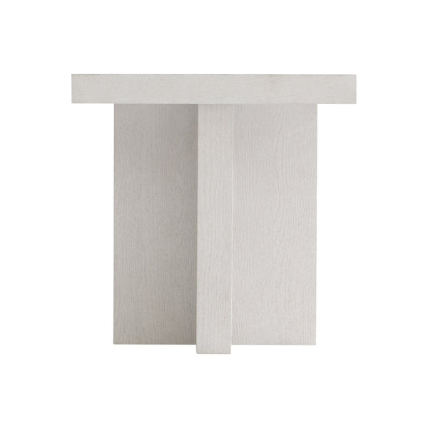 Bernhardt Bernhardt Sandblasted White Blythe Side Table — Modern Rustic Square Top With Cross-Shaped Base, 24" 485111