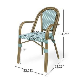 English Elm Bistro Wicker Outdoor Dining Chairs Set of Two with Rust Resistant Aluminum Frame Patio 72905.00LT