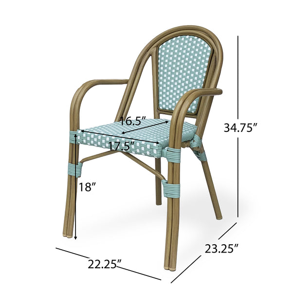 English Elm Bistro Wicker Outdoor Dining Chairs Set of Two with Rust Resistant Aluminum Frame Patio 72905.00LT