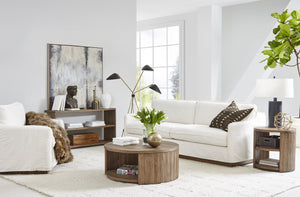 A.R.T. Furniture Stockyard Console Table - Smoked Ash And Oak Veneer With Hi-low Top & Adjustable Levelers For Style Brown Ash Solids,Knotty White Oak Veneers 284307-2303