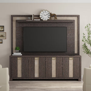 Ascent 90 in. TV Console with Hutch and Back Panel Dark Chocolate ASC#90-2-DCH Parker House