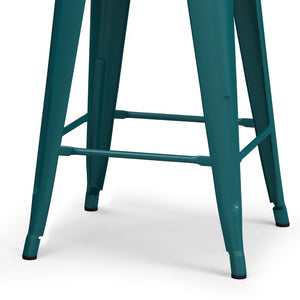 English Elm Rayne 24" Teal Blue Metal Counter Height Stools Set Of 4 - Stylish, Durable & Ergonomic Design B136P159489-GIGA