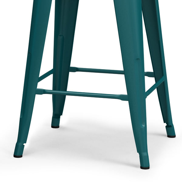 English Elm Rayne 24" Teal Blue Metal Counter Height Stools Set Of 4 - Stylish, Durable & Ergonomic Design B136P159489-GIGA