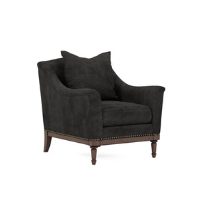 A.R.T. Furniture Magritte Accent Chair In Charcoal Velvet With Aged Brass Trim & Stylish Camel Back Design Grey Rubberwood Solids,Foam,Fabric,Metal 528503-1730aa