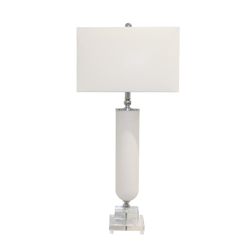 Pasargad Home Sculptural Frosted Glass Table Lamp with Lucite Base – Elevate Your Space Elegantly