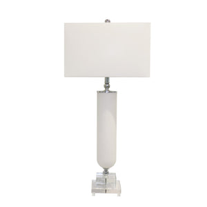 Pasargad Home Sculptural Frosted Glass Table Lamp with Lucite Base – Elevate Your Space Elegantly
