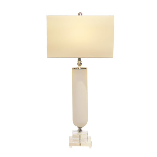 Pasargad Home Sculptural Frosted Glass Table Lamp with Lucite Base – Elevate Your Space Elegantly
