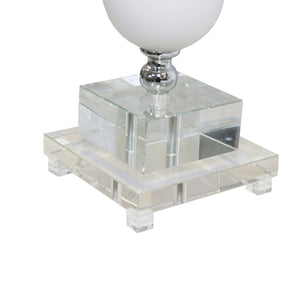 Pasargad Home Sculptural Frosted Glass Table Lamp with Lucite Base – Elevate Your Space Elegantly