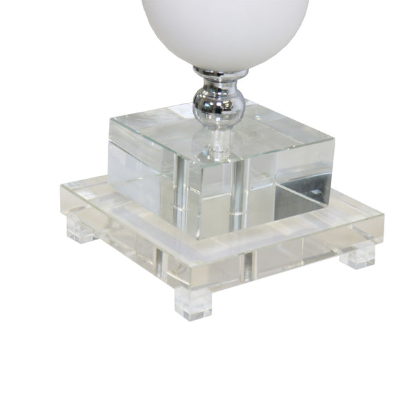 Pasargad Home Sculptural Frosted Glass Table Lamp with Lucite Base – Elevate Your Space Elegantly