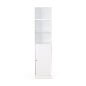 English Elm Christopher Knight Home® - BATHROOM Linen Tower Cabinet with Faux Wood Finish, Modern Slim Vertical Slat Design, Storage Organizer White 66606.00