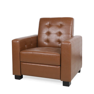 English Elm Christopher Knight Home® - RECLINER ergonomic PU leather lounge chair with plush padding and supportive design for home comfort and style Light Brown 71978.00PUCOGN