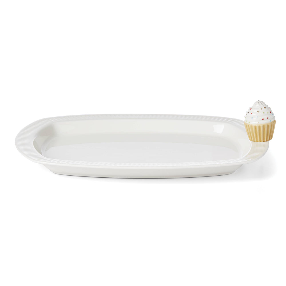 Lenox Profile Serving Tray with Cu Pieceake Popper Set White, WHITE PORCELAIN 893872