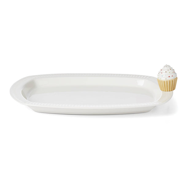 Lenox Profile Serving Tray with Cu Pieceake Popper Set White, WHITE PORCELAIN 893872