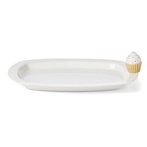 Lenox Profile Serving Tray with Cu Pieceake Popper Set White, WHITE PORCELAIN 893872