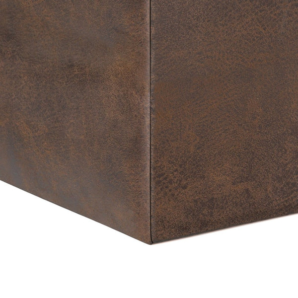 English Elm Rockwood Cube Storage Ottoman With Serving Tray - Distressed Vegan Leather For Modern Spaces B136P159096-GIGA