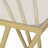 Christopher Knight Home® - Noble House - Wadleigh Modern Glam Glass Top End Table, Champagne Gold