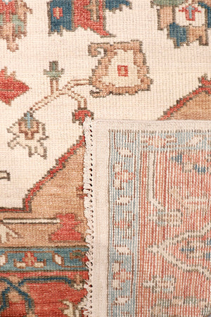 Pasargad Home Serapi Hand-Knotted Area Rug in Ivory/Rust – Luxurious 100% Wool for Timeless Elegance