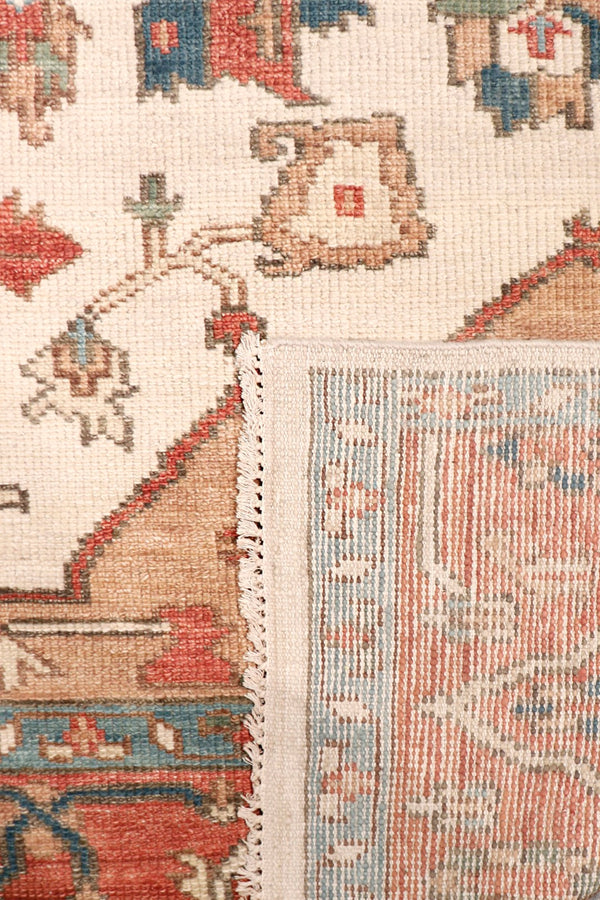 Pasargad Home Serapi Hand-Knotted Area Rug in Ivory/Rust – Luxurious 100% Wool for Timeless Elegance