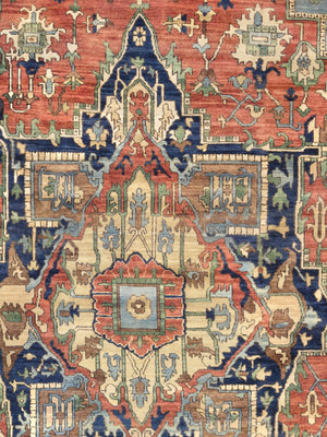 Pasargad Home Serapi Hand-Knotted 100% Wool Area Rug with Rustic Charm for Timeless Elegance