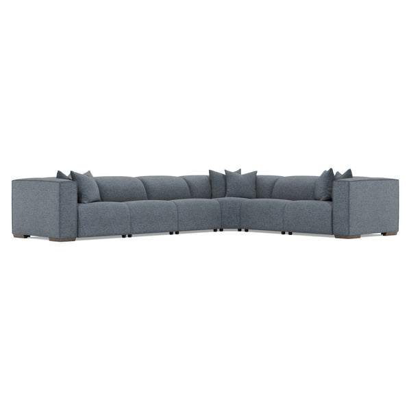 Bernhardt Bernhardt Six-Piece Power Motion Sectional With Pop-Up Headrests, Deep Seats And Tailored Stitch Detailing For Modern Comfort And Durability Blue 160" W x 127" D x 31" H K2185
