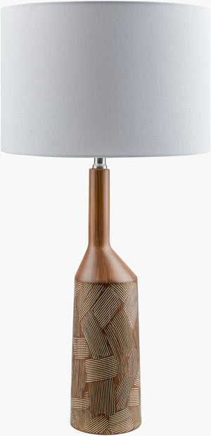 Surya Phelps Elegant 31" Accent Table Lamp With Resin Body & Linen Shade For Stylish Home Illumination Body, Dark Brown,Shade, White,Finial, Metallic ,Silver,Harp, Metallic ,Nickel,Cord, Translucent Resin,Linen,Linen,Nickel Phe-001