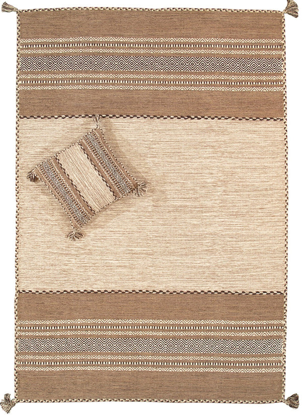 Pasargad Home Kilim Collection Hand-woven Area Rug - Elegant Design For A Stylish Home Update   Phe-5 Ivory 5x8