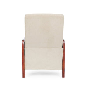 English Elm Christopher Knight Home® - Mid Century Modern Sand Fabric Recliner with Channel Stitch & Birch Wood Frame, Pushback Comfort 70451.00FSND