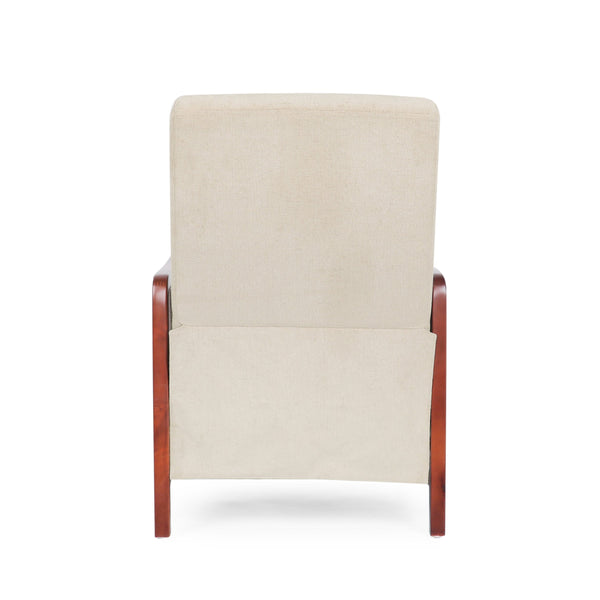 English Elm Christopher Knight Home® - Mid Century Modern Sand Fabric Recliner with Channel Stitch & Birch Wood Frame, Pushback Comfort 70451.00FSND