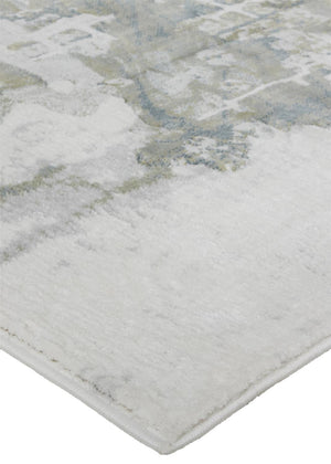 Feizy Rugs Atwell Abstract Distressed Area Rug - Ethereal Modern Design With Silvery Aquas And Grays Green,Gray,Ivory Polypropylene Atl3146fslv000i8a