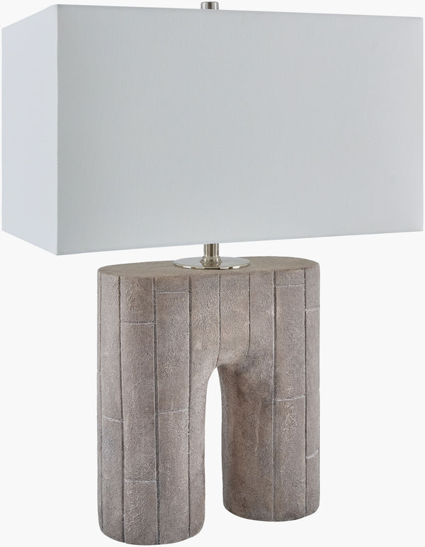 Surya Parham 28" Rustic Farmhouse Accent Table Lamp With Linen Shade For Cozy, Inviting Home Decor Body, Gray,Shade, Cream,Finial, Metallic ,Nickel,Harp, Metallic ,Nickel,Cord, Translucent Resin,Linen,Polyester,Steel Phm-001