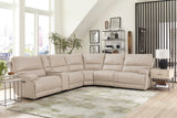 Parker House Parker Living Whitman - Verona Linen - Powered By Freemotion 6 Piece Modular Power Reclining Sectional with Power Adjustable Headrests Verona Linen Top Grain Leather with Match (X) MWHI-PACKA(H)-P50-VLI