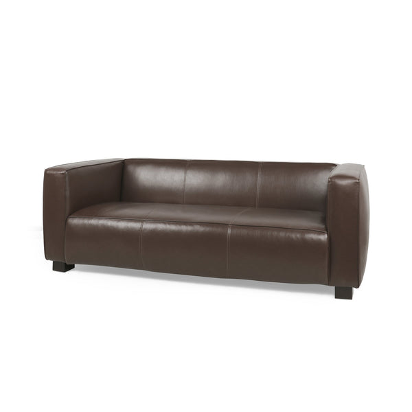 English Elm 3 Seater Tuxedo Sofa with Birch Wood Legs Smooth Upholstery for Modern Living Rooms 71802.00DBRN