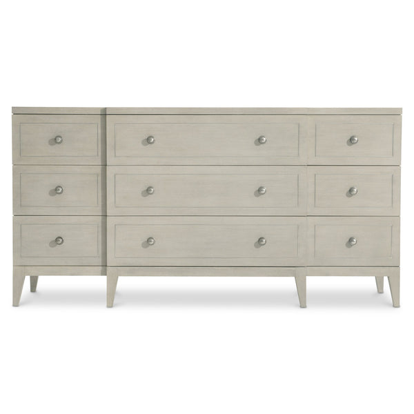 Bernhardt Bernhardt Cornelia Dresser — 9-Drawer Solid Ash Nebbia Finish, Brushed Stainless Inlays & Soft-Close 331052