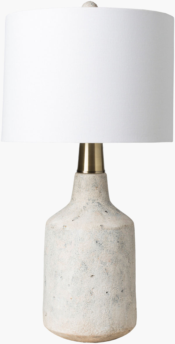 Surya Phoenix 28" Modern Accent Table Lamp - Unique Blend Of Materials For Stunning Ambient Lighting Body, White,Finial, White,Harp, Metallic ,Nickel Concrete,Linen,Polyester,Resin Pho-100