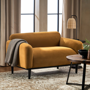 English Elm Loveseat Boucle Velvet Curved Birch Frame Compact Seating for Modern Living Rooms 74315.00TUMR