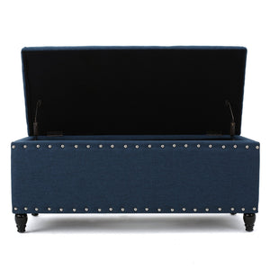 English Elm Storage Ottoman Bench with Hinged Lid Padded Seat Living Room Coffee Table 60581.00DBL