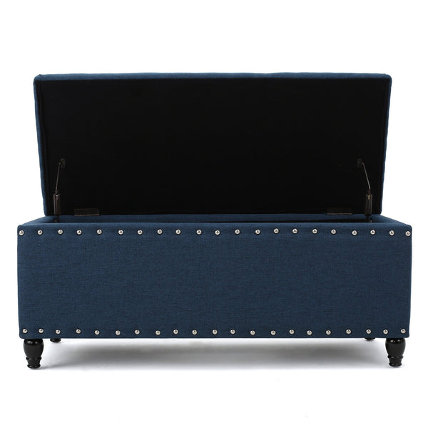 English Elm Storage Ottoman Bench with Hinged Lid Padded Seat Living Room Coffee Table 60581.00DBL