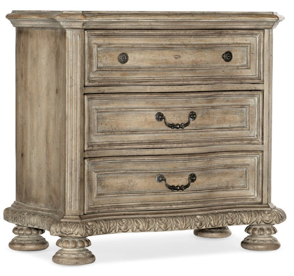 Hooker Furniture Castella Antique Slate Three-Drawer Nightstand With Cedar & Felt Liners, Usb Power & Ambient Light 5878-90016-80