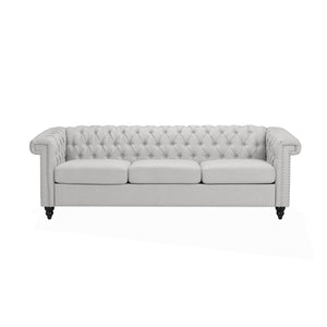 English Elm Christopher Knight Home® - SOFA Chesterfield-inspired 3-seater with deep button tufting, nailhead trim, low back and plush PU upholstery Grey 68326.00FPEBGRY