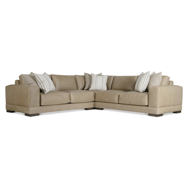 Bernhardt Bernhardt Lars Leather Sectional With Plush Deep Cushions, Wide Track Arms And Textured Wood Block Feet For Modern Living Space Comfort Tan K2090